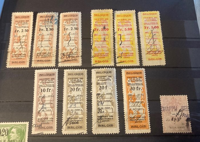 Image 2 of Belgium 1920 - A small collection of tax and discharge stamps including MNH stamps Albert I