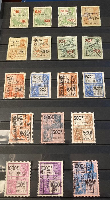 Preview of the first image of Belgium 1932/1948 - Series of used tax stamps with high denominations.