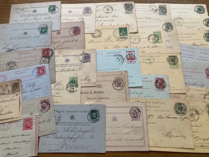 Preview of the first image of Belgium 1876/1914 - 30 old postally used postal items, mainly postcards and some 'Card letters'.