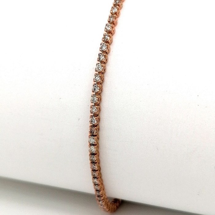 Preview of the first image of ***no reserve price* Pink gold - Tennis bracelet - 1.65 ct Diamond.