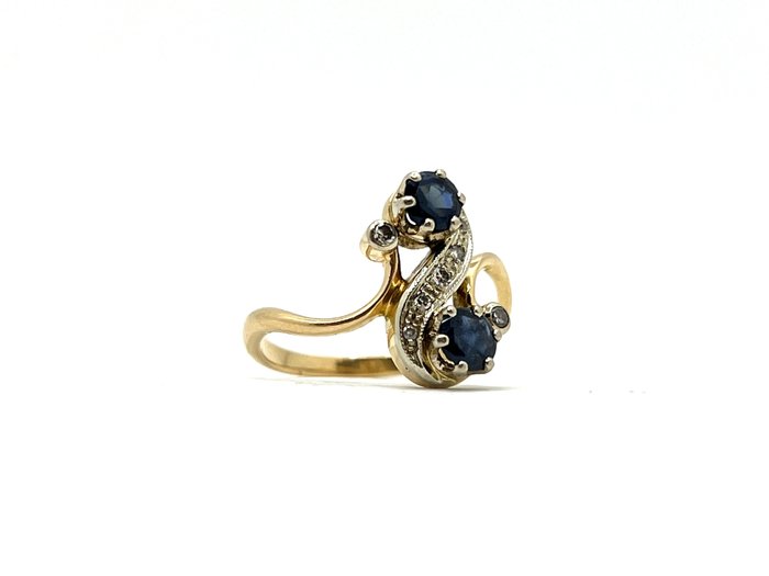 Image 2 of NO RESERVE - 18 kt. Pink gold, White gold - Ring - 0.40 ct Sapphire - Diamonds