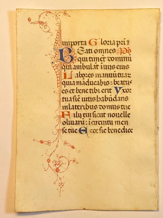 Preview of the first image of Scriptorium of the Middle Ages - Book of Hours Single Leaf Manuscript coloured Initial Lombardy Ita.