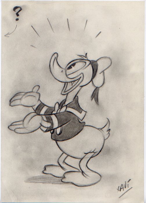 Preview of the first image of Donald Duck - What's there? - Original draw by Xavi - First edition (2022).
