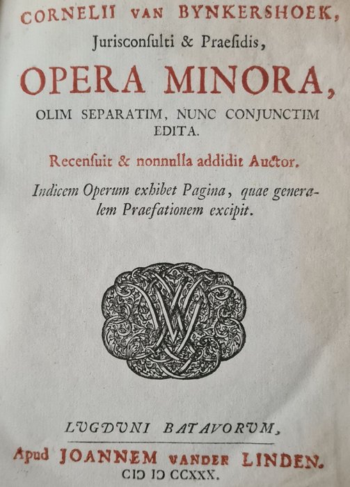 Preview of the first image of Cornelis van Bynkershoek - Opera minora - 1730.