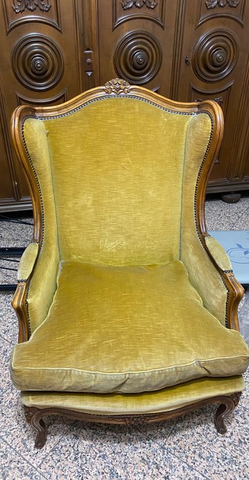 Image 3 of Armchair (2) - Louis XV Style - Velvet, Walnut - 20th century