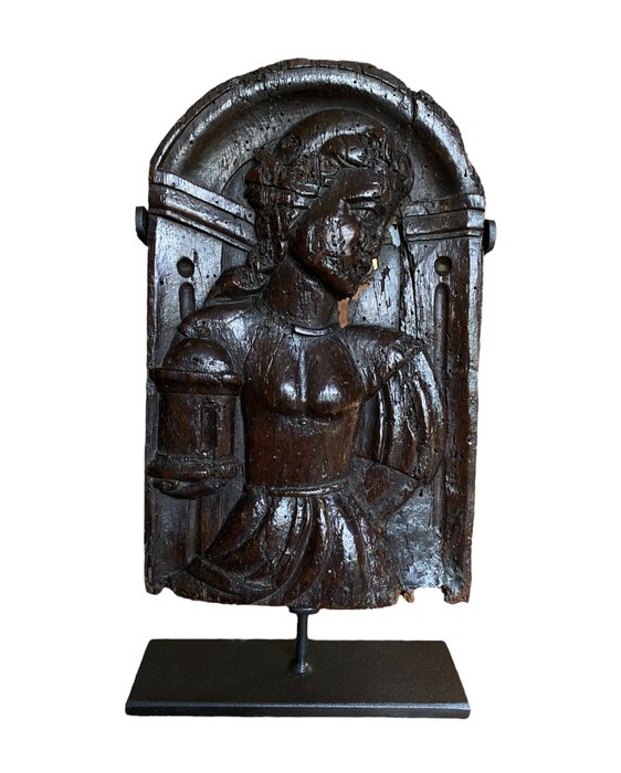 Preview of the first image of Relief, Saint Barbara - Wood - Early 17th century.