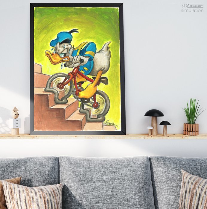 Image 2 of Donald Duck Sweating Buckets! - Original Painting - Joan Vizcarra Signed - Original Artwork - Acryl