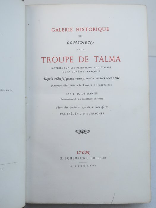 Image 3 of Edmond Denis Manne/ Frédéric Hillemacher - Galerie historique des comédiens de la troupe de Talma.4