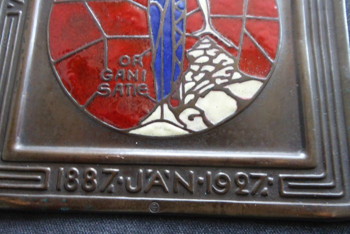 Image 3 of Art Nouveau plaque Jan Eisenloeffel Alg. Ned. Metalworkers' Union 1887-1927 (1)