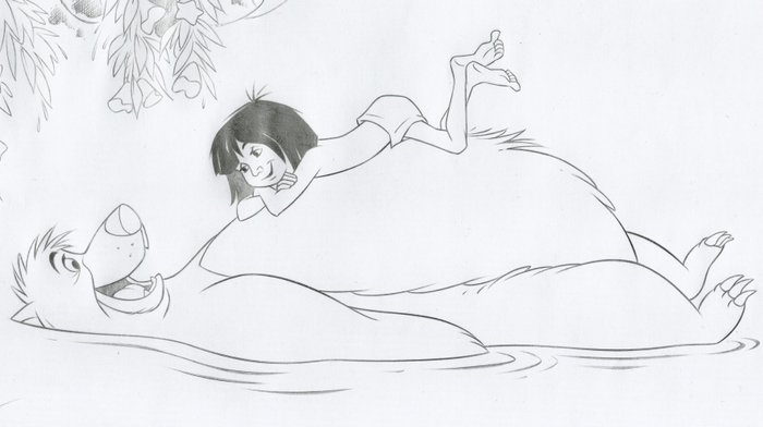 Image 3 of Mowgli & Baloo [The Jungle Book, 1967] - Best Friends! - Original Drawing - Jaume Esteve - Signed -