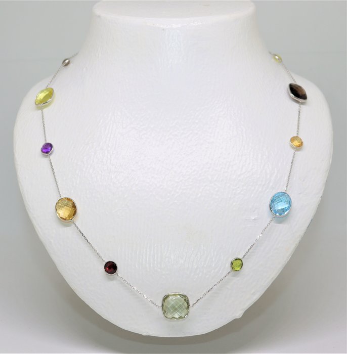 Preview of the first image of ALGT Lab Report - 14 kt. Gold, White gold - Necklace - 30.00 ct Citrine - Amethysts, Citrines, Garn.