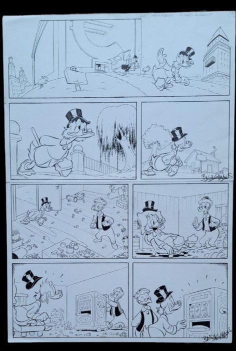 Image 3 of Uncle Scrooge "De gokkast" - Signed Inked Two-Pager by Bas Heymans - 35 x 50 cm - (2007)