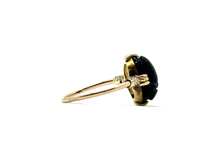 Image 3 of NO RESERVE - 18 kt. Yellow gold - Ring Onyx