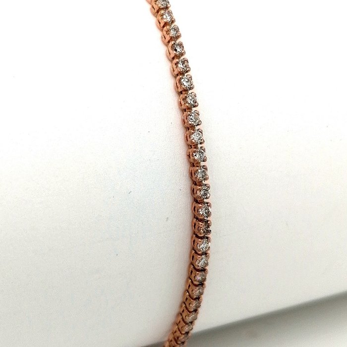 Preview of the first image of ***no reserve price* Pink gold - Tennis bracelet - 1.64 ct Diamond.