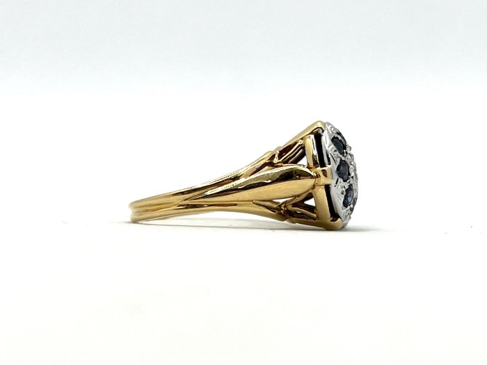 Image 3 of NO RESERVE - 18 kt. Pink gold, White gold - Ring - 0.20 ct Diamond - Sapphires