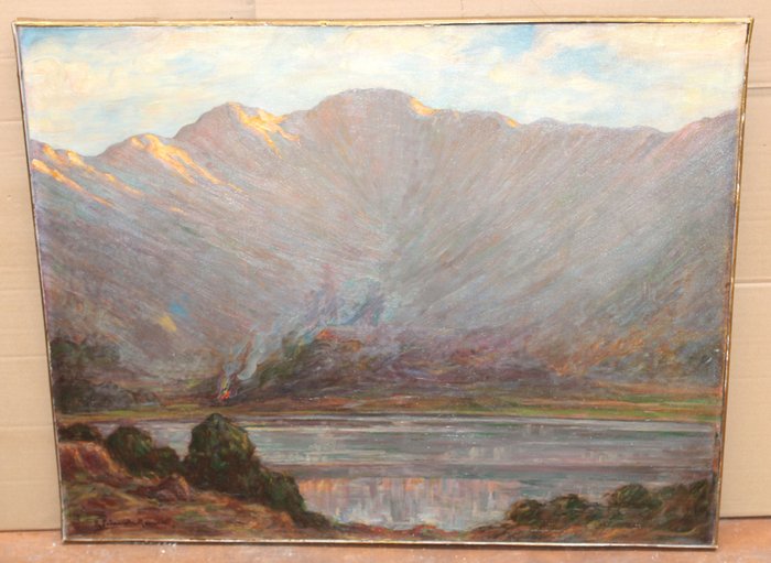 Image 2 of Ramon Palmarola Romeu (1877-1954) - Paisaje con lago