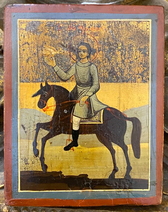 Preview of the first image of Icon, St. Trypho - Patron of hunters - Wood - 19th century.
