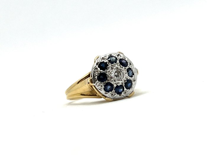 Preview of the first image of NO RESERVE - 18 kt. Pink gold, White gold - Ring - 0.20 ct Diamond - Sapphires.