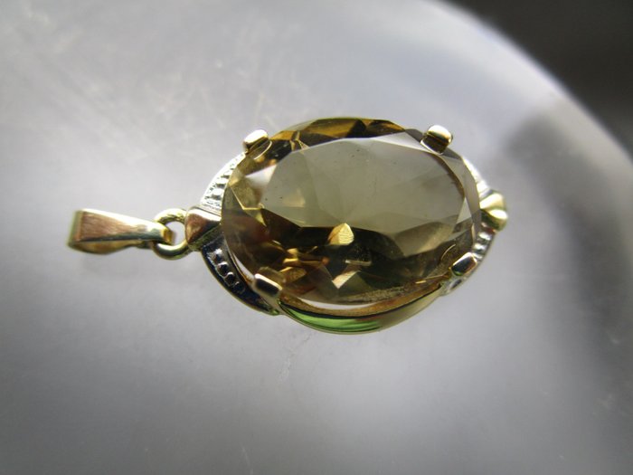 Image 3 of 8 kt. White gold, Yellow gold - Pendant Citrine - tested