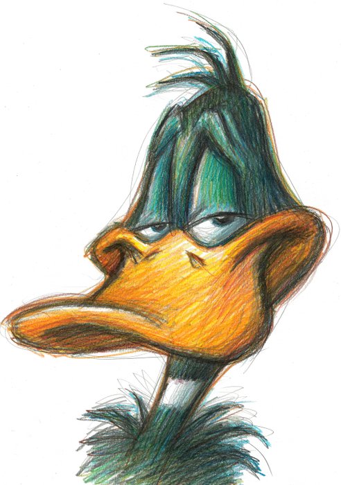Preview of the first image of Daffy Duck Portrait - Original drawing by Joan Vizcarra - Pencil Art - Original Artwork.