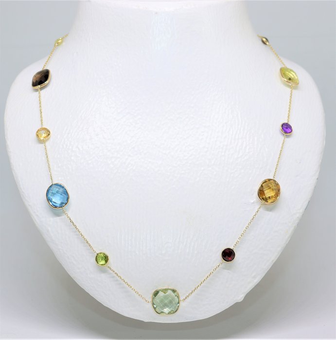 Preview of the first image of ALGT Lab Report - 14 kt. Gold, Yellow gold - Necklace - 30.00 ct Citrine - Amethysts, Citrines, Gar.