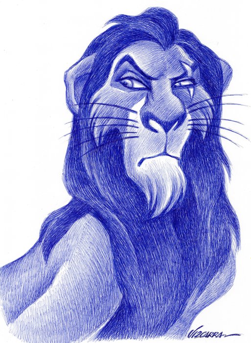 Preview of the first image of Scar [The Lion King] - Original Drawing - Joan Vizcarra - Pen Art - Original Artwork.