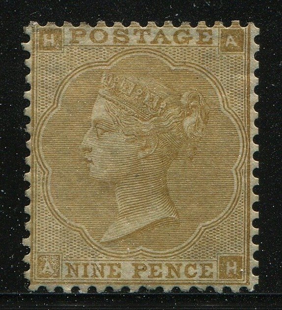 Preview of the first image of Great Britain 1862 - 9 pence straw - Stanley Gibbons nr 87.