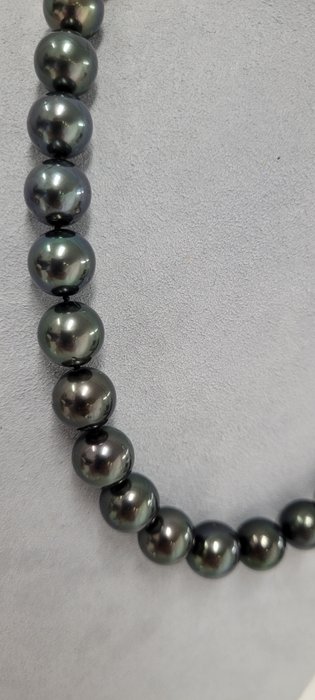 Image 3 of Pearl Science Lab Certificate - Tahitian Pearls 10.6x12.3mm - 14 kt. White gold - Necklace