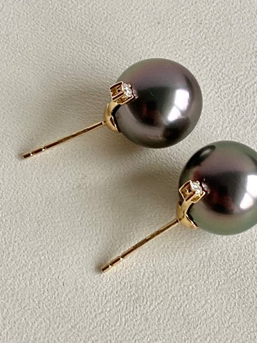 Image 3 of 18 kt. Tahitian pearls - Earring - Diamonds