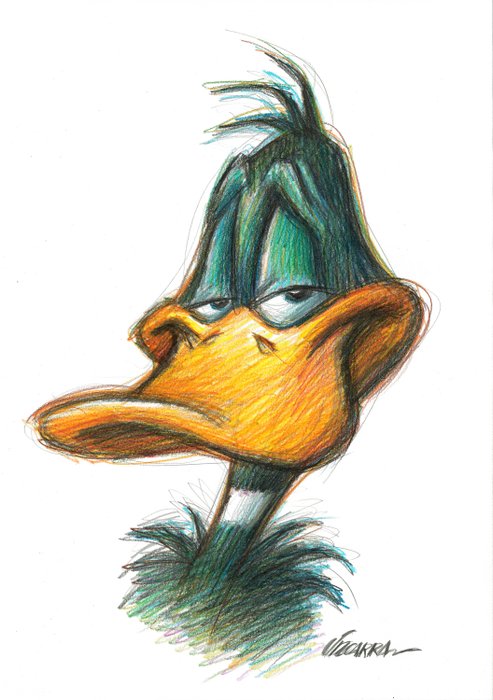 Image 3 of Daffy Duck Portrait - Original drawing by Joan Vizcarra - Pencil Art - Original Artwork