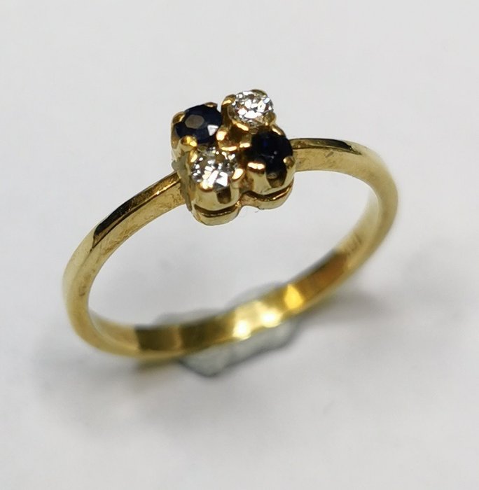 Preview of the first image of 18 kt. Gold - Ring - Diamonds, Sapphires.