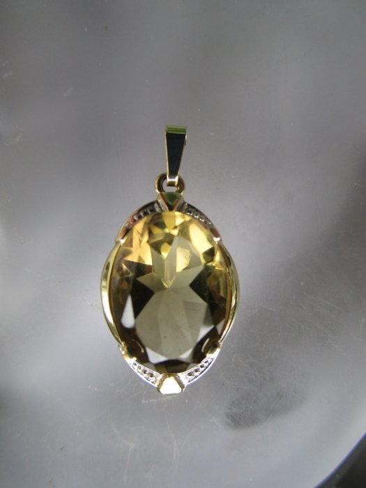 Image 2 of 8 kt. White gold, Yellow gold - Pendant Citrine - tested