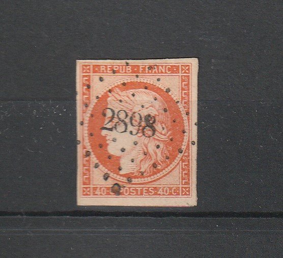 Preview of the first image of France 1850 - Cérès 40c orange, - Yvert n°5.