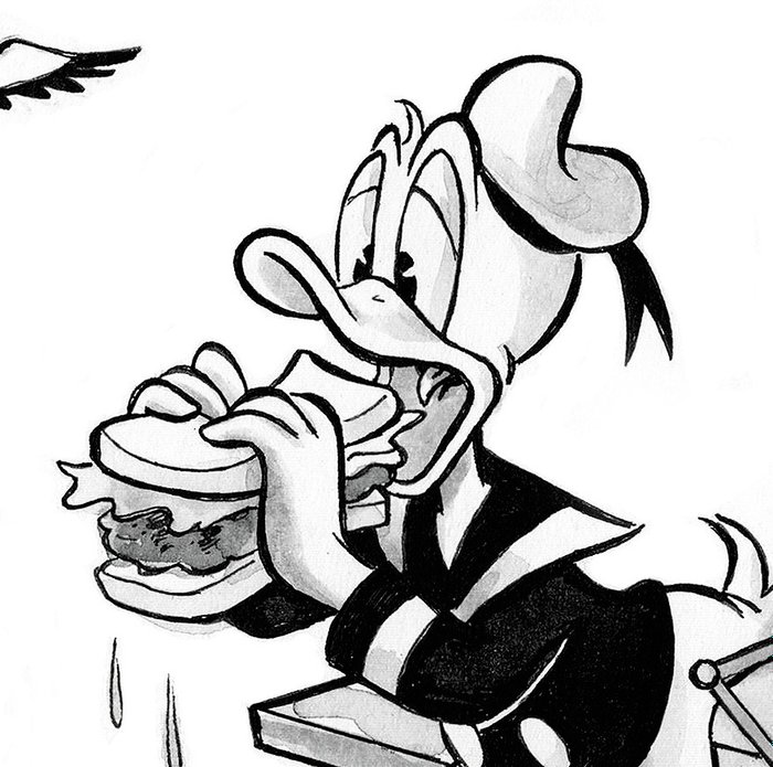 Image 3 of Donald Duck Inspired By "Lunch atop a Skyscraper" Pic (1932) - Fine Art Giclée - Tony Fernandez Sig