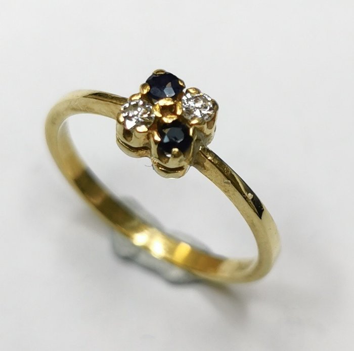 Image 2 of 18 kt. Gold - Ring - Diamonds, Sapphires