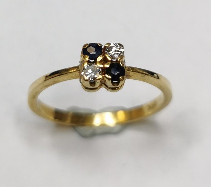 Image 3 of 18 kt. Gold - Ring - Diamonds, Sapphires