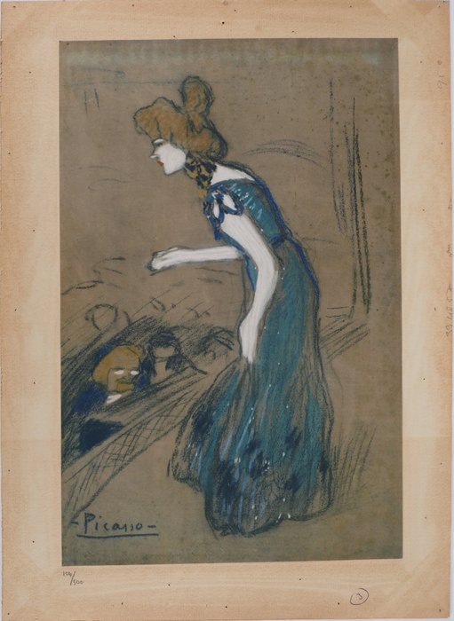 Image 2 of Pablo Picasso (1881-1973) - Hommage à Toulouse-Lautrec : Jane Avril en bleu