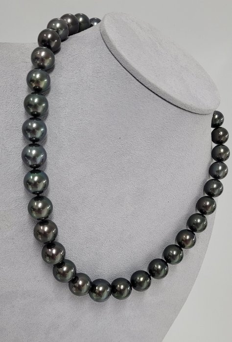 Image 2 of Pearl Science Lab Certificate - Tahitian Pearls 10.6x12.3mm - 14 kt. White gold - Necklace
