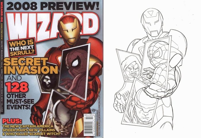 Preview of the first image of Wizard 196 - Wizard Magazine Iron Man Original cover - (2008).