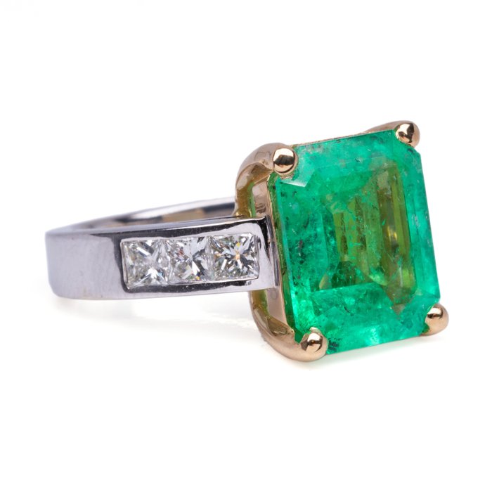 Image 2 of *No Reserve Price*Grs Cert 5.06 Colombia Emerald - 18 kt. White gold, Yellow gold - Ring - 5.06 ct