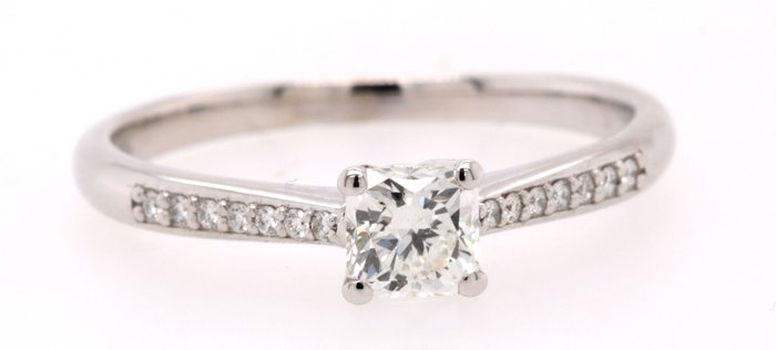 Preview of the first image of 14 kt. White gold - Ring - 0.49 ct Diamond - Diamonds.