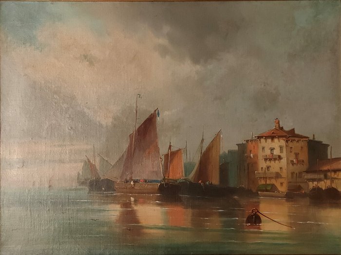 Preview of the first image of Ecole française XIXe siècle - Vue d'un port.