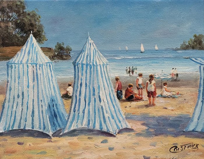 Preview of the first image of Cristaux Francis (1956) - Tente de plage.