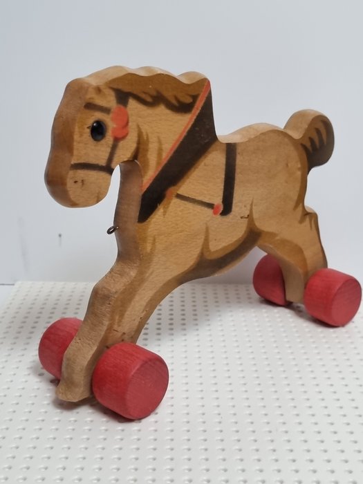 Image 2 of Hanse Lego - Vintage - Wooden horse from the 1940s in very good condition! Zeer Zeldzaam! In waanzi
