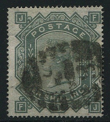 Preview of the first image of Great Britain 1867 - 10 shilling greenish grey watermark Maltese Cross - Stanley Gibbons 128.