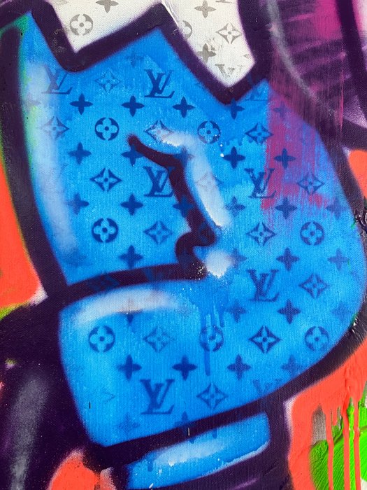 Image 3 of Doped Out M (1988) - Monopoly Man - Money bag spraypaint green