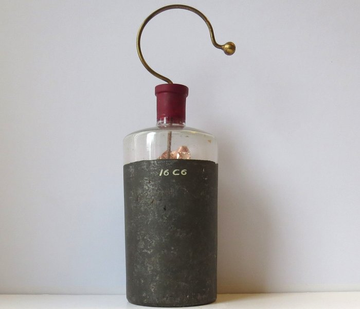 Image 2 of Leyden jar (1) - Brass, Glass, Tin, Wax - Metallic Foil - Early 19th century