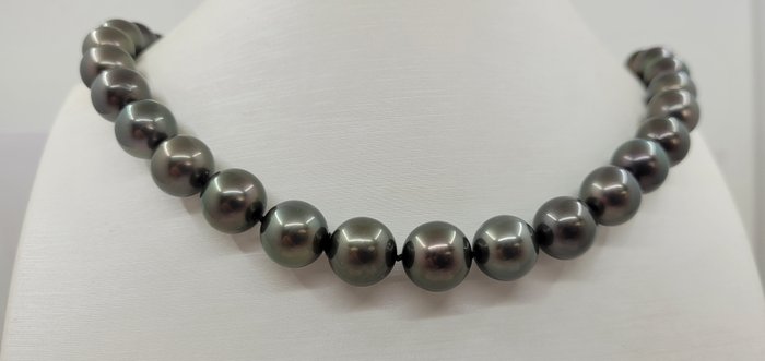 Image 3 of Pearl Science Lab Certificate - Tahitian Pearls 10.0x12.2 - 14 kt. Yellow gold - Necklace