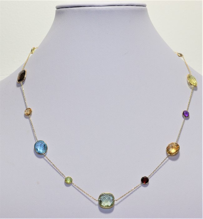 Image 2 of ALGT Lab Report - 14 kt. Gold, Yellow gold - Necklace - 30.00 ct Citrine - Amethysts, Citrines, Gar