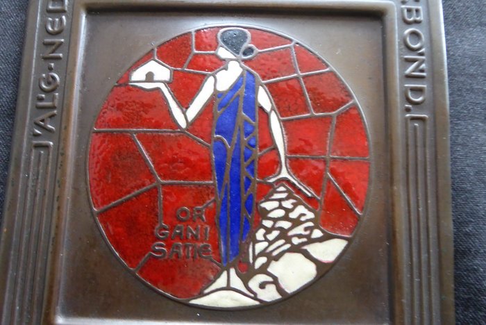 Image 2 of Art Nouveau plaque Jan Eisenloeffel Alg. Ned. Metalworkers' Union 1887-1927 (1)